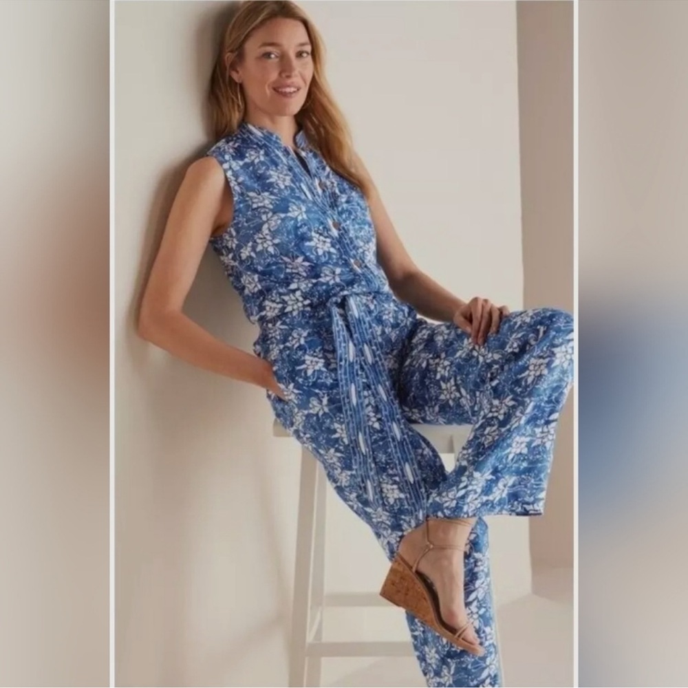 Soft Surroundings Nahla Jumpsuit Sz.XL
BlueBatik Floral Cropped Wide Leg Rayon